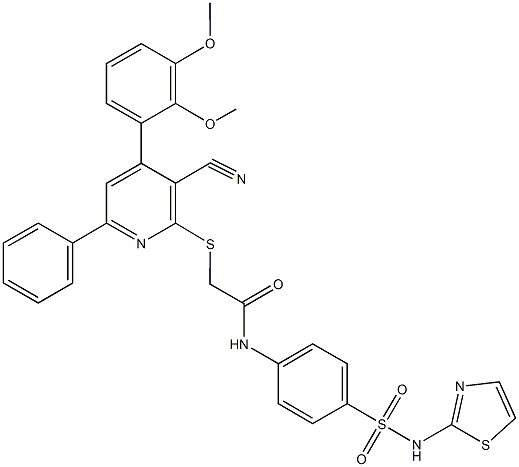 2-{[3-cyano-4-(2,3-dimethoxyphenyl)-6-phenyl-2-pyridinyl]sulfanyl}-N-{4-[(1,3-thiazol-2-ylamino)sulfonyl]phenyl}acetamide|