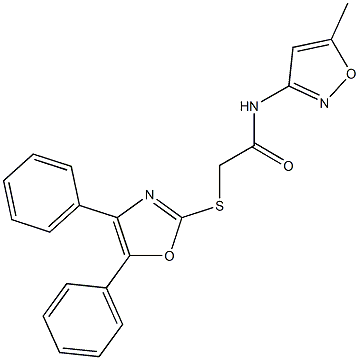 2-[(4,5-diphenyl-1,3-oxazol-2-yl)sulfanyl]-N-(5-methyl-3-isoxazolyl)acetamide 结构式