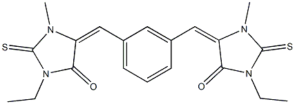 3-ethyl-5-{3-[(1-ethyl-3-methyl-5-oxo-2-thioxo-4-imidazolidinylidene)methyl]benzylidene}-1-methyl-2-thioxo-4-imidazolidinone 化学構造式
