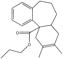 propyl 9,10-dimethyl-5,6,7,7a,8,11-hexahydro-11aH-dibenzo[a,c]cycloheptene-11a-carboxylate Structure