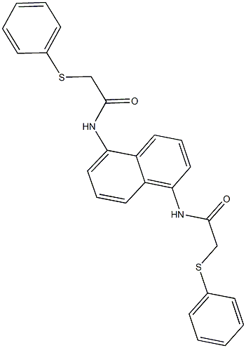 2-(phenylsulfanyl)-N-(5-{[(phenylsulfanyl)acetyl]amino}-1-naphthyl)acetamide Struktur