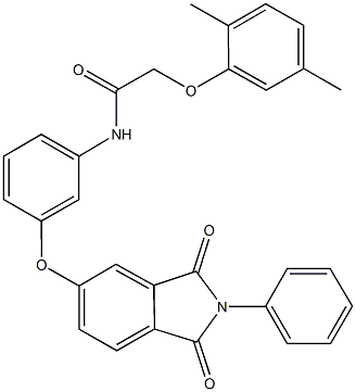 2-(2,5-dimethylphenoxy)-N-{3-[(1,3-dioxo-2-phenyl-2,3-dihydro-1H-isoindol-5-yl)oxy]phenyl}acetamide Struktur