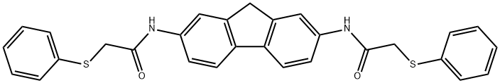 2-(phenylsulfanyl)-N-(7-{[(phenylsulfanyl)acetyl]amino}-9H-fluoren-2-yl)acetamide 化学構造式