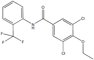 3,5-dichloro-4-ethoxy-N-[2-(trifluoromethyl)phenyl]benzamide 化学構造式