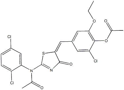 4-[(2-(acetyl-2,5-dichloroanilino)-4-oxo-1,3-thiazol-5(4H)-ylidene)methyl]-2-chloro-6-ethoxyphenyl acetate Struktur