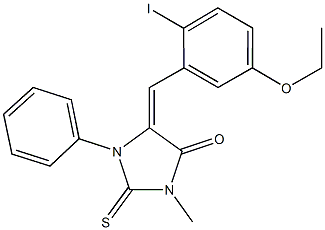 5-(5-ethoxy-2-iodobenzylidene)-3-methyl-1-phenyl-2-thioxo-4-imidazolidinone 结构式