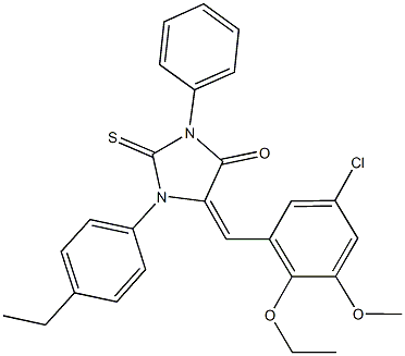 5-(5-chloro-2-ethoxy-3-methoxybenzylidene)-1-(4-ethylphenyl)-3-phenyl-2-thioxo-4-imidazolidinone 化学構造式