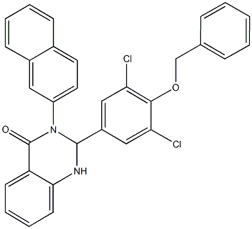 2-[4-(benzyloxy)-3,5-dichlorophenyl]-3-(2-naphthyl)-2,3-dihydro-4(1H)-quinazolinone Struktur