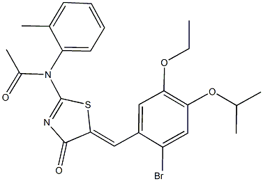 N-[5-(2-bromo-5-ethoxy-4-isopropoxybenzylidene)-4-oxo-4,5-dihydro-1,3-thiazol-2-yl]-N-(2-methylphenyl)acetamide Struktur