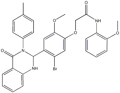 2-{5-bromo-2-methoxy-4-[3-(4-methylphenyl)-4-oxo-1,2,3,4-tetrahydro-2-quinazolinyl]phenoxy}-N-(2-methoxyphenyl)acetamide Structure