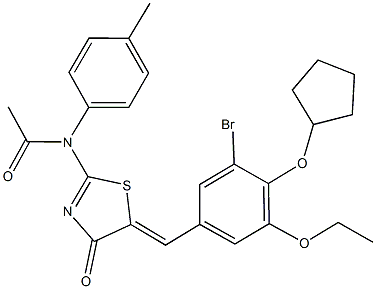 N-{5-[3-bromo-4-(cyclopentyloxy)-5-ethoxybenzylidene]-4-oxo-4,5-dihydro-1,3-thiazol-2-yl}-N-(4-methylphenyl)acetamide Structure