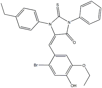 5-(2-bromo-5-ethoxy-4-hydroxybenzylidene)-1-(4-ethylphenyl)-3-phenyl-2-thioxo-4-imidazolidinone Structure