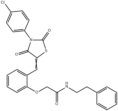 666208-26-0 2-(2-{[3-(4-chlorophenyl)-2,4-dioxo-1,3-thiazolidin-5-ylidene]methyl}phenoxy)-N-(2-phenylethyl)acetamide