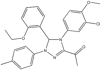 1-[4-(3-chloro-4-methoxyphenyl)-5-(2-ethoxyphenyl)-1-(4-methylphenyl)-4,5-dihydro-1H-1,2,4-triazol-3-yl]ethanone 结构式