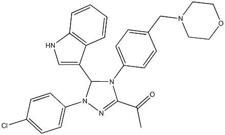 1-{1-(4-chlorophenyl)-5-(1H-indol-3-yl)-4-[4-(4-morpholinylmethyl)phenyl]-4,5-dihydro-1H-1,2,4-triazol-3-yl}ethanone,666208-77-1,结构式