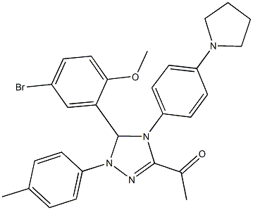 1-{5-(5-bromo-2-methoxyphenyl)-1-(4-methylphenyl)-4-[4-(1-pyrrolidinyl)phenyl]-4,5-dihydro-1H-1,2,4-triazol-3-yl}ethanone|