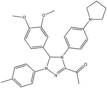 1-{5-(3,4-dimethoxyphenyl)-1-(4-methylphenyl)-4-[4-(1-pyrrolidinyl)phenyl]-4,5-dihydro-1H-1,2,4-triazol-3-yl}ethanone,666208-89-5,结构式