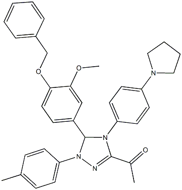 1-{5-[4-(benzyloxy)-3-methoxyphenyl]-1-(4-methylphenyl)-4-[4-(1-pyrrolidinyl)phenyl]-4,5-dihydro-1H-1,2,4-triazol-3-yl}ethanone Structure