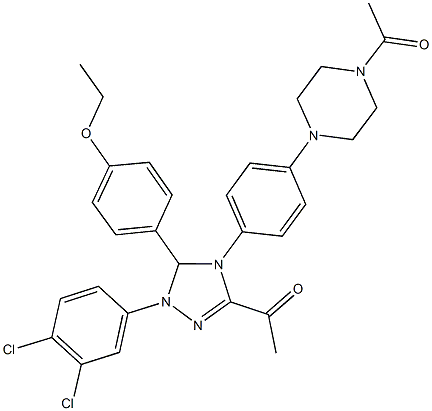 1-[4-[4-(4-acetyl-1-piperazinyl)phenyl]-1-(3,4-dichlorophenyl)-5-(4-ethoxyphenyl)-4,5-dihydro-1H-1,2,4-triazol-3-yl]ethanone,666208-92-0,结构式