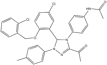 N-{4-[3-acetyl-5-{5-chloro-2-[(2-chlorobenzyl)oxy]phenyl}-1-(4-methylphenyl)-1,5-dihydro-4H-1,2,4-triazol-4-yl]phenyl}acetamide,666208-99-7,结构式