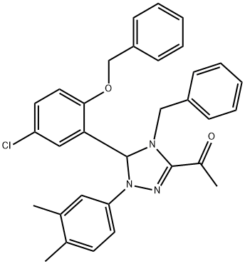 1-[4-benzyl-5-[2-(benzyloxy)-5-chlorophenyl]-1-(3,4-dimethylphenyl)-4,5-dihydro-1H-1,2,4-triazol-3-yl]ethanone 结构式