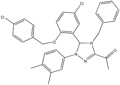 1-[4-benzyl-5-{5-chloro-2-[(4-chlorobenzyl)oxy]phenyl}-1-(3,4-dimethylphenyl)-4,5-dihydro-1H-1,2,4-triazol-3-yl]ethanone,666209-04-7,结构式