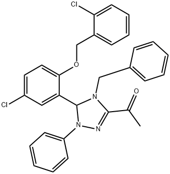 1-(4-benzyl-5-{5-chloro-2-[(2-chlorobenzyl)oxy]phenyl}-1-phenyl-4,5-dihydro-1H-1,2,4-triazol-3-yl)ethanone Structure