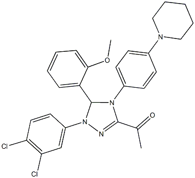 1-{1-(3,4-dichlorophenyl)-5-(2-methoxyphenyl)-4-[4-(1-piperidinyl)phenyl]-4,5-dihydro-1H-1,2,4-triazol-3-yl}ethanone Structure