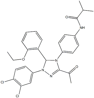 N-{4-[3-acetyl-1-(3,4-dichlorophenyl)-5-(2-ethoxyphenyl)-1,5-dihydro-4H-1,2,4-triazol-4-yl]phenyl}-2-methylpropanamide|