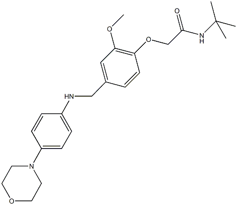 N-(tert-butyl)-2-(2-methoxy-4-{[4-(4-morpholinyl)anilino]methyl}phenoxy)acetamide Struktur