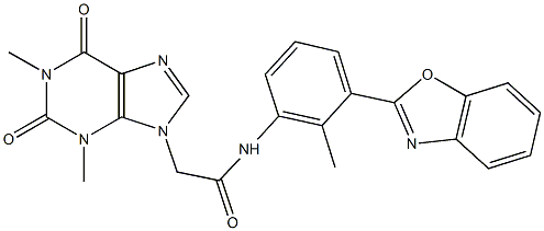 N-[3-(1,3-benzoxazol-2-yl)-2-methylphenyl]-2-(1,3-dimethyl-2,6-dioxo-1,2,3,6-tetrahydro-9H-purin-9-yl)acetamide Struktur