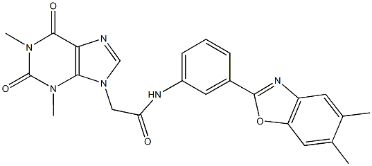 N-[3-(5,6-dimethyl-1,3-benzoxazol-2-yl)phenyl]-2-(1,3-dimethyl-2,6-dioxo-1,2,3,6-tetrahydro-9H-purin-9-yl)acetamide Struktur