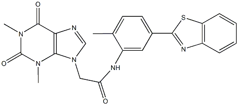 N-[5-(1,3-benzothiazol-2-yl)-2-methylphenyl]-2-(1,3-dimethyl-2,6-dioxo-1,2,3,6-tetrahydro-9H-purin-9-yl)acetamide Struktur