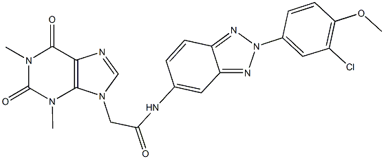 N-[2-(3-chloro-4-methoxyphenyl)-2H-1,2,3-benzotriazol-5-yl]-2-(1,3-dimethyl-2,6-dioxo-1,2,3,6-tetrahydro-9H-purin-9-yl)acetamide 结构式