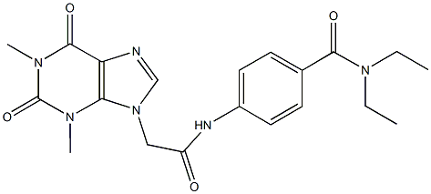 4-{[(1,3-dimethyl-2,6-dioxo-1,2,3,6-tetrahydro-9H-purin-9-yl)acetyl]amino}-N,N-diethylbenzamide 化学構造式
