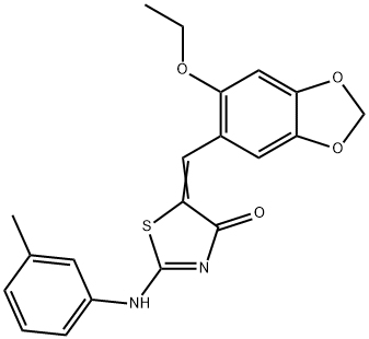 5-[(6-ethoxy-1,3-benzodioxol-5-yl)methylene]-2-[(3-methylphenyl)imino]-1,3-thiazolidin-4-one Struktur