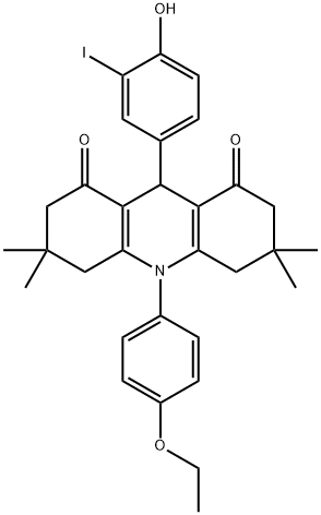10-(4-ethoxyphenyl)-9-(4-hydroxy-3-iodophenyl)-3,3,6,6-tetramethyl-3,4,6,7,9,10-hexahydro-1,8(2H,5H)-acridinedione Structure