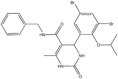 N-benzyl-4-(3,5-dibromo-2-isopropoxyphenyl)-6-methyl-2-oxo-1,2,3,4-tetrahydro-5-pyrimidinecarboxamide Struktur