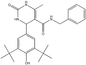 N-benzyl-4-(3,5-ditert-butyl-4-hydroxyphenyl)-6-methyl-2-oxo-1,2,3,4-tetrahydro-5-pyrimidinecarboxamide,666209-94-5,结构式