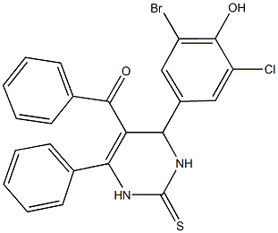 [4-(3-bromo-5-chloro-4-hydroxyphenyl)-6-phenyl-2-thioxo-1,2,3,4-tetrahydro-5-pyrimidinyl](phenyl)methanone 结构式