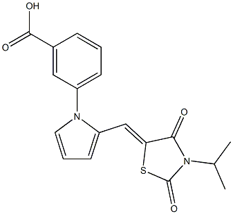 3-{2-[(3-isopropyl-2,4-dioxo-1,3-thiazolidin-5-ylidene)methyl]-1H-pyrrol-1-yl}benzoic acid,666210-09-9,结构式
