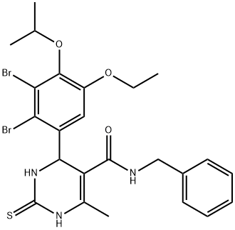 N-benzyl-4-(2,3-dibromo-5-ethoxy-4-isopropoxyphenyl)-6-methyl-2-thioxo-1,2,3,4-tetrahydro-5-pyrimidinecarboxamide Structure