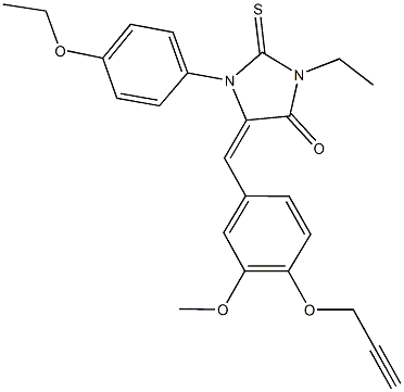 1-(4-ethoxyphenyl)-3-ethyl-5-[3-methoxy-4-(2-propynyloxy)benzylidene]-2-thioxo-4-imidazolidinone Structure