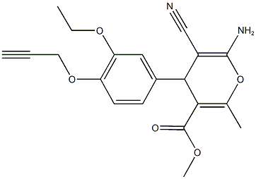 methyl 6-amino-5-cyano-4-[3-ethoxy-4-(2-propynyloxy)phenyl]-2-methyl-4H-pyran-3-carboxylate,666210-33-9,结构式