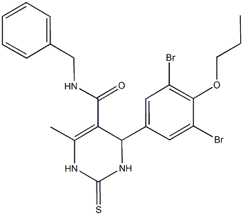 N-benzyl-4-(3,5-dibromo-4-propoxyphenyl)-6-methyl-2-thioxo-1,2,3,4-tetrahydro-5-pyrimidinecarboxamide Structure