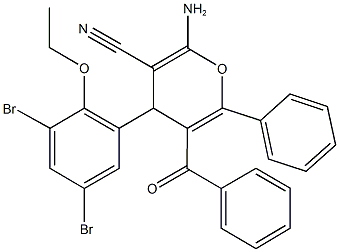 666210-36-2 2-amino-5-benzoyl-4-(3,5-dibromo-2-ethoxyphenyl)-6-phenyl-4H-pyran-3-carbonitrile