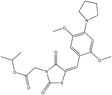 isopropyl {5-[2,5-dimethoxy-4-(1-pyrrolidinyl)benzylidene]-2,4-dioxo-1,3-thiazolidin-3-yl}acetate 结构式