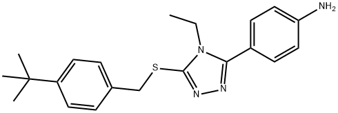 4-{5-[(4-tert-butylbenzyl)sulfanyl]-4-ethyl-4H-1,2,4-triazol-3-yl}aniline 化学構造式