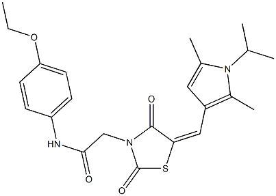 N-(4-ethoxyphenyl)-2-{5-[(1-isopropyl-2,5-dimethyl-1H-pyrrol-3-yl)methylene]-2,4-dioxo-1,3-thiazolidin-3-yl}acetamide,666210-64-6,结构式