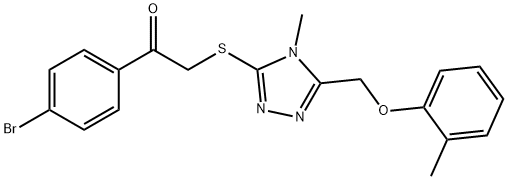 1-(4-bromophenyl)-2-({4-methyl-5-[(2-methylphenoxy)methyl]-4H-1,2,4-triazol-3-yl}sulfanyl)ethanone,666210-70-4,结构式